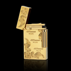 JT Dunant Floral Engraved Lighter with Triple Line Design#001