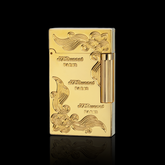 JT Dunant Floral Engraved Lighter with Triple Line Design#001