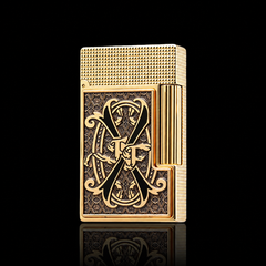 JT Dunant Fuente Ligne 2 Black V Emblem Gold Lighter #250