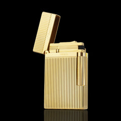 JT Dunant L2 Vertical Guilloche Gold Silver Single Soft Flame Lighter #007