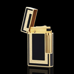 JT Dunant Greek Key Black Lacquer Single Soft Flame Lighter #066