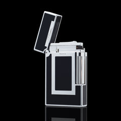 JT Dunant Black Lacquer Geometric Soft Flame Lighter #127