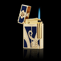 JT Dunant Gold Blue Octopus Embossed Jet Flame Lighter #650