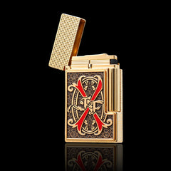 JT Dunant Fuente Ligne 2 Red V Emblem Gold Lighter #250