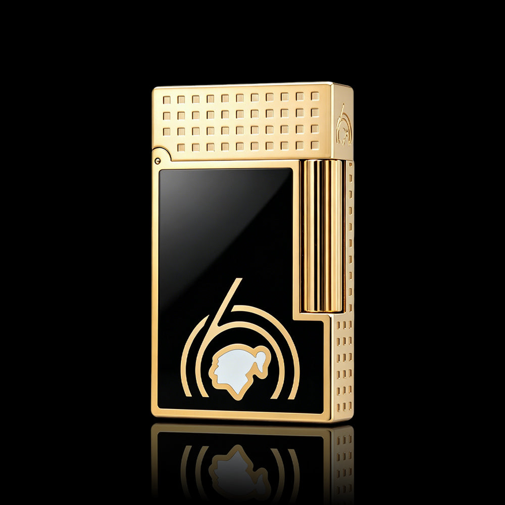 JT Dunant Black Gold Engraved Double Flame Lighter #230