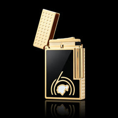 JT Dunant Black Gold Engraved Double Flame Lighter #230