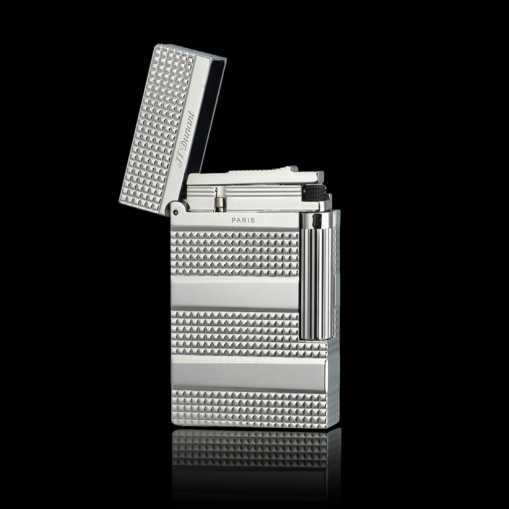 JT Dunant lighter Three Strips Grid Engraved Luxury Flame#036