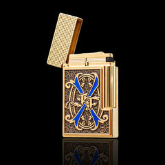 JT Dunant Fuente Ligne 2 Blue V Emblem Gold Lighter #250
