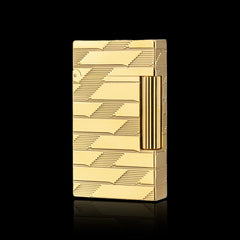JT Dunant Ligne 2 Monogram Guilloche Black Gold Lighter #202