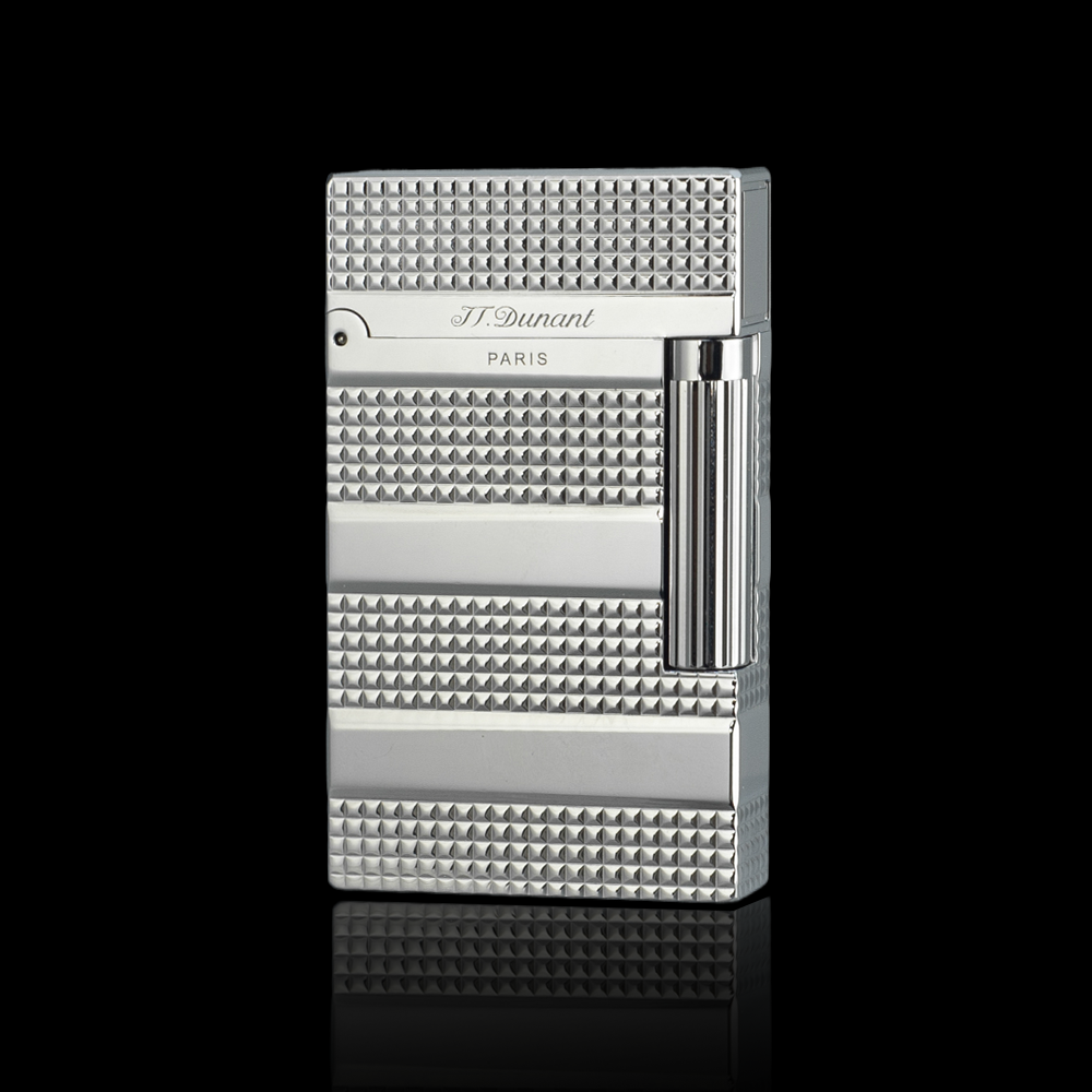 JT Dunant lighter Three Strips Grid Engraved Luxury Flame#036
