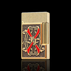 JT Dunant Fuente Ligne 2 Red V Emblem Gold Lighter #250
