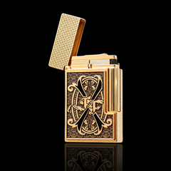 JT Dunant Fuente Ligne 2 Black V Emblem Gold Lighter #250