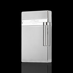 JT Dunant L2 Vertical Guilloche Gold Silver Single Soft Flame Lighter #007