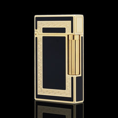 JT Dunant Greek Key Black Lacquer Single Soft Flame Lighter #066
