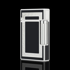 JT Dunant Greek Key Black Lacquer Single Soft Flame Lighter #066
