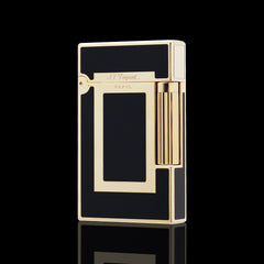 JT Dunant Black Lacquer Geometric Soft Flame Lighter #127