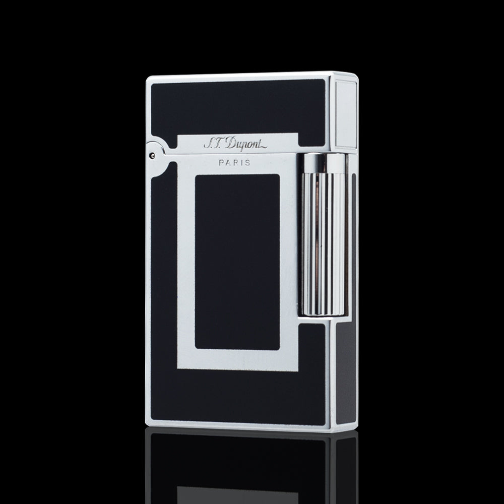 JT Dunant Black Lacquer Geometric Soft Flame Lighter #127