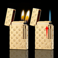 JT Dunant Gold Embossed Double Soft Flame Switchable Lighter #601